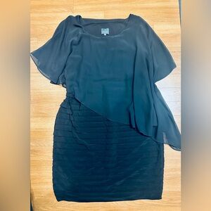 Adrianna Papell Black Asymmetrical Chiffon Dress